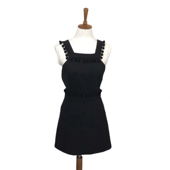 black pinafore mini dress Balmain Black Lambskin Pinafore Mini Dress FR 38